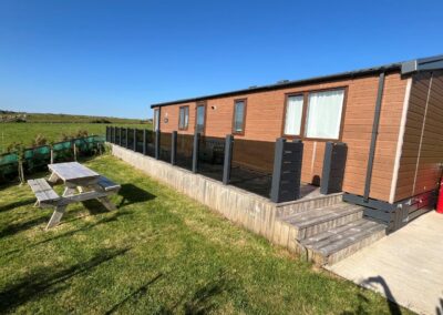 The lodge decking at Pennant Igyn Holiday Cottage